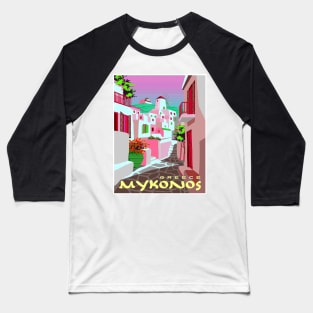 Mykonos Greece Abstract Surreal Travel and Tourism Print Baseball T-Shirt